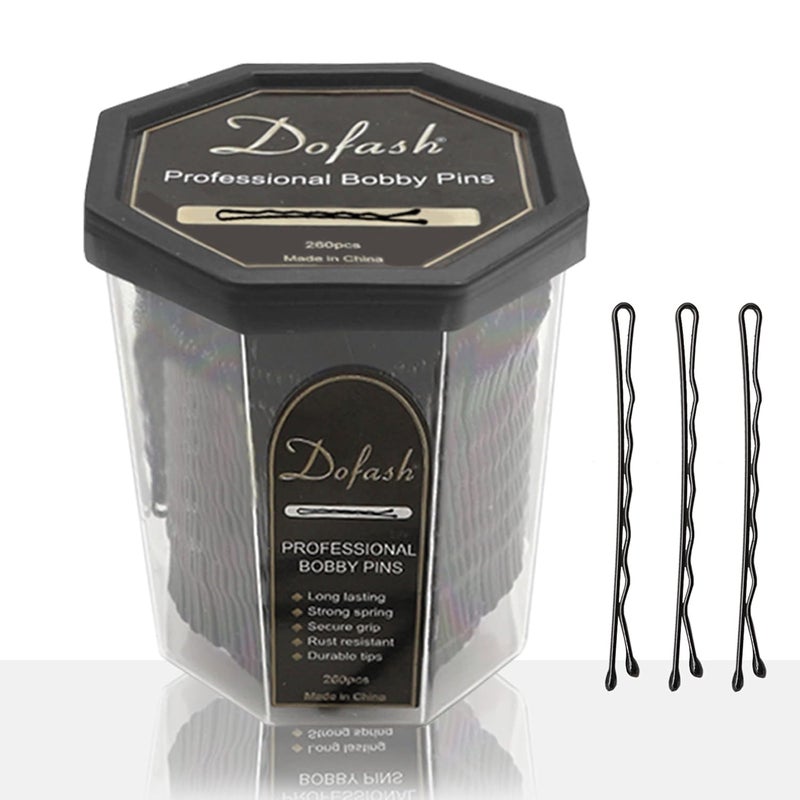 5Waves Black Bobby Pins Bulk Octagon Container Hairpins Large Package for Hair Salon Womens Hair Styling  260 Count
