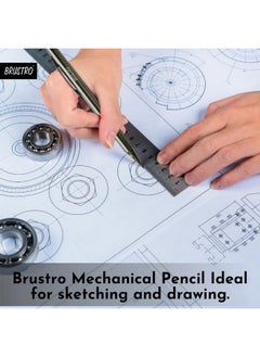 BRUSTRO Mechanical Pencil Set | Hb-20 Leads, 2B-20 Leads, Spare Eraser- 8 Units|Tip Size- 0.5 Mm |Ideal For Students,Adults, Home,School,Office,Stationery Use |Writing, Sketching, Drawing, Mandala Art  - Image 5