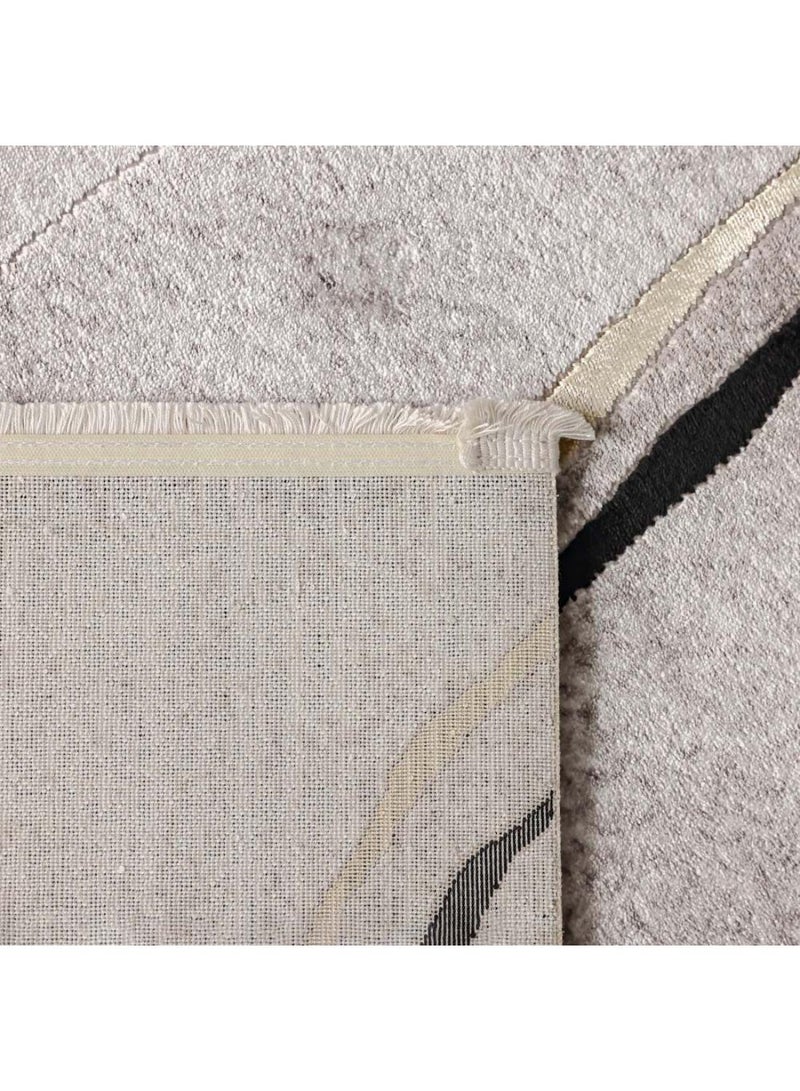 DANUBE HOME Galleria Modern Abstract Patterned Rug  Polypropylene+Polyester Area Rug L300xW200cm-Grey/Black - Image 3