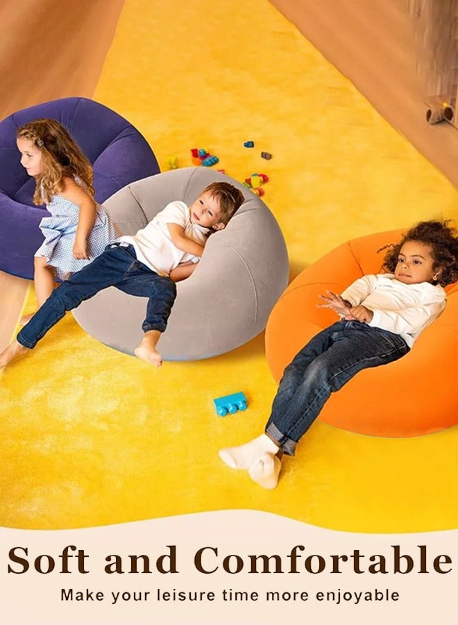 Generic New convenient inflatable sofa Flocking inflatable lazy ball sofa small household single sofa leisure entertainment stool folding outdoor leisure sofa bed send inflatable pump  - Image 3