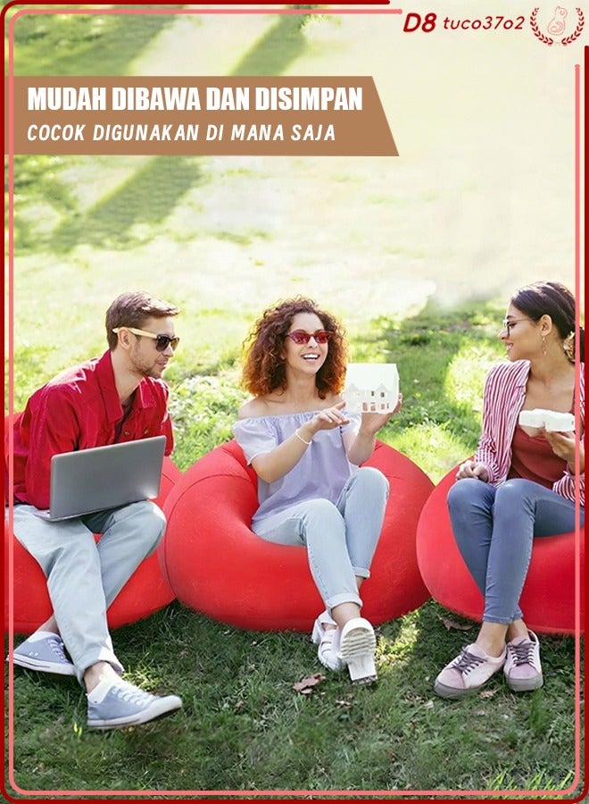 Generic New convenient inflatable sofa Flocking inflatable lazy ball sofa small household single sofa leisure entertainment stool folding outdoor leisure sofa bed send inflatable pump  - Image 5