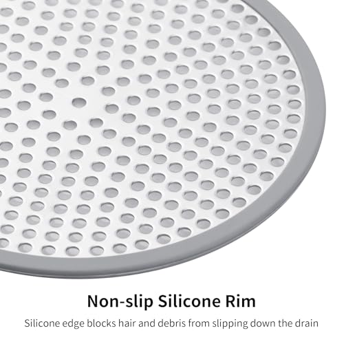 Ohtomber Shower Drain Hair Catcher - 2PCS 4.72” Shower Stall Sink Drain Cover Strainer, Stainless Steel Bathtub Hair Filter Trap Stopper, Bathroom Floor Screen Protector with Silicone Rim - Image 4