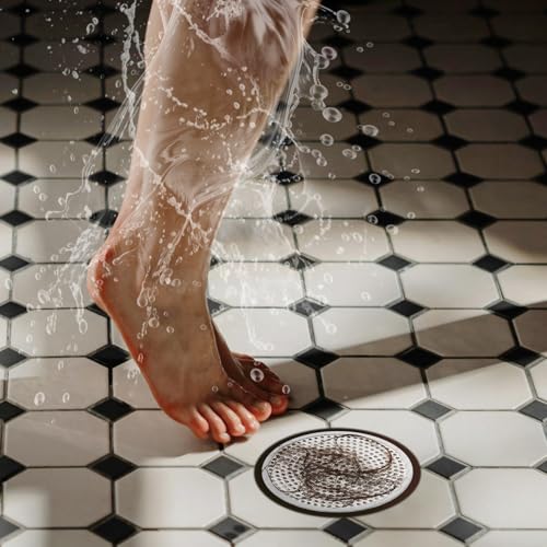 Ohtomber Shower Drain Hair Catcher - 2PCS 4.72” Shower Stall Sink Drain Cover Strainer, Stainless Steel Bathtub Hair Filter Trap Stopper, Bathroom Floor Screen Protector with Silicone Rim - Image 5
