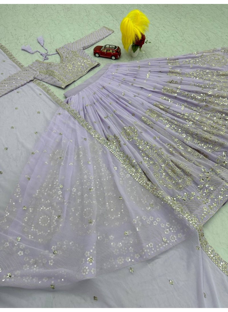 Super Asian Designer Heavy Faux Georgette Embroidered Lehenga Choli Set for Women – Fully Stitched with Dupatta  - Image 5