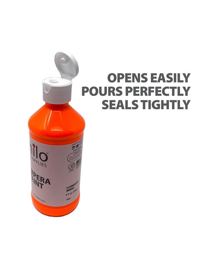 milo Fluorescent Tempera Paint Set of 8 Colors | 8 oz Bottles | Made in the USA | Washable and Non-Toxic Neon Art & Craft Poster Primary Paints for Artists, Kids, & Hobby Painters, Glows UV in Black Light - Image 4