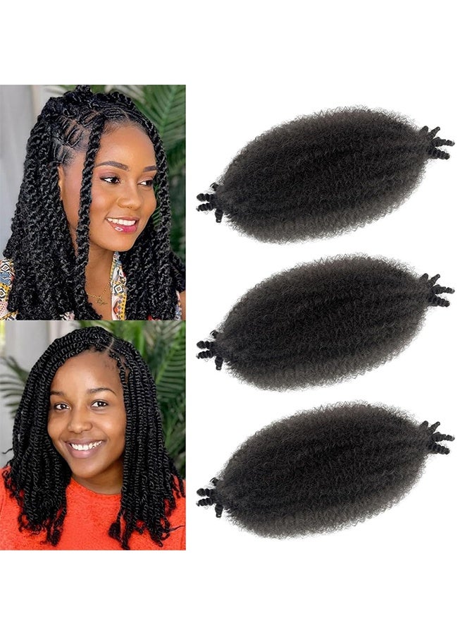 3 Packs Springy Afro Twist Hair, 12 Inch Marley Twist Braiding Hair, Afro Twist Hair Pre-Separated Spring Twist Hair, Natural Black Kinky Twist Hair Extensions for Women(12 Inch Pack of 3) - Image 1