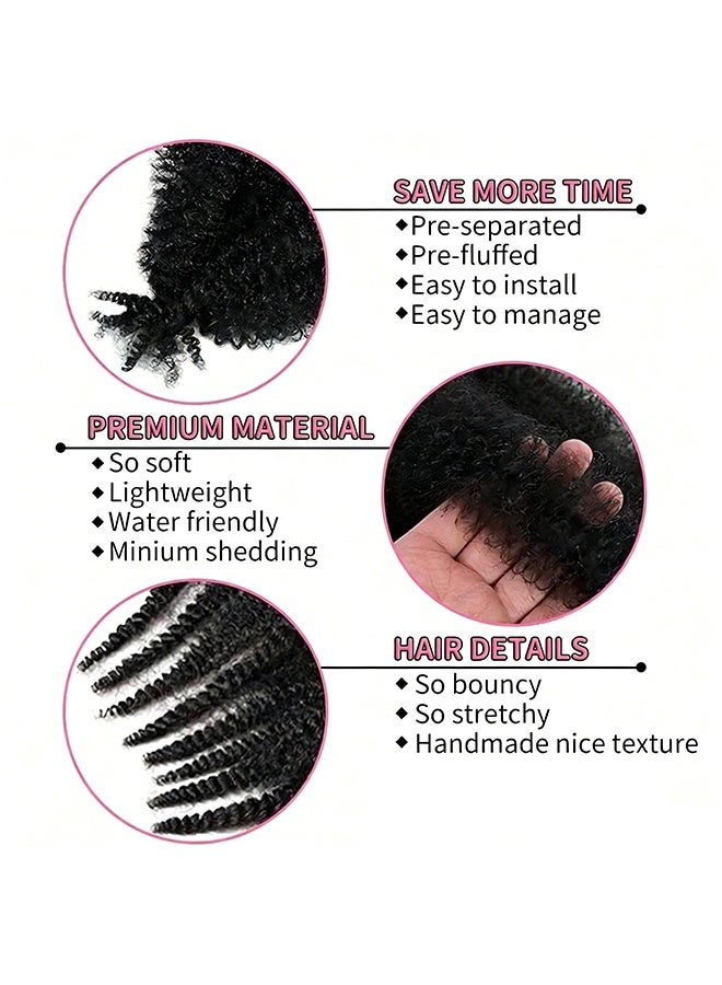 3 Packs Springy Afro Twist Hair, 12 Inch Marley Twist Braiding Hair, Afro Twist Hair Pre-Separated Spring Twist Hair, Natural Black Kinky Twist Hair Extensions for Women(12 Inch Pack of 3) - Image 3