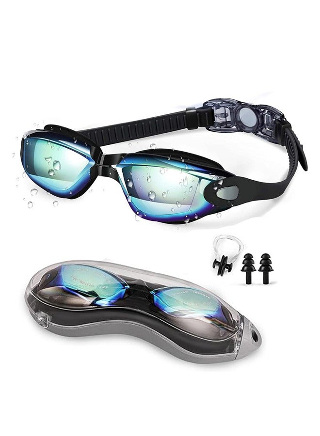 نظارات مضادة للضباب عالية الوضوح للسباحة للبالغين مع مطاط السيليكون والطلاء الكهربائي، نظارات مضادة للانزلاق وغير مهيجة للعيون، مجموعة نظارات السباحة قصيرة النظر. - Image 1