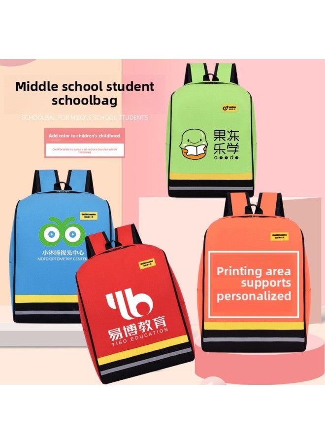 Primary School Student Schoolbag Customized Printing Backpack Junior High School Student Training Class Guidance Education Institution Printed Logo-Color:Sapphire Blue Large - Image 2