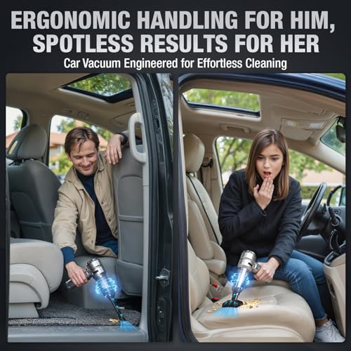 VCAN ACTIVE Car Vacuum Cleaner High Power,18000PA,40 Mins Runtime, Mini Vacuum Cleaner 4 In 1 Compressed Air Duster & Air Blower & Pump Hand Held Vacuum Cordless With Brushless Motor For Car, Home, Office - Image 3