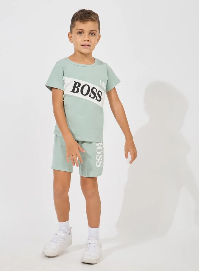 ستايلي Color Block Printed T-Shirt & Shorts Set