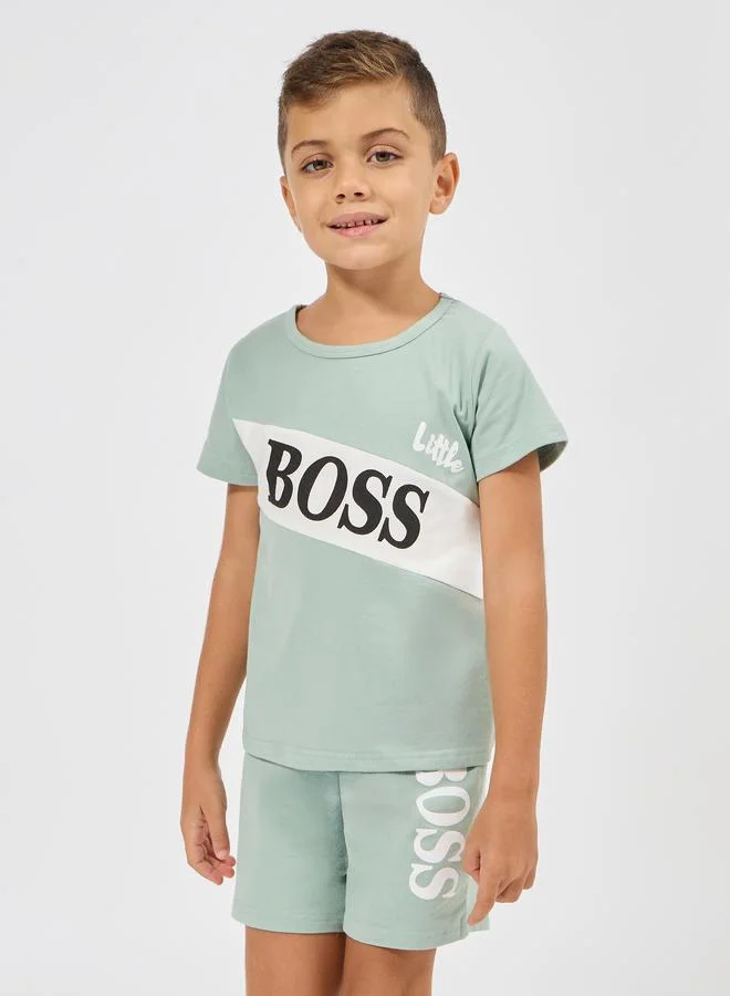 ستايلي Color Block Printed T-Shirt & Shorts Set