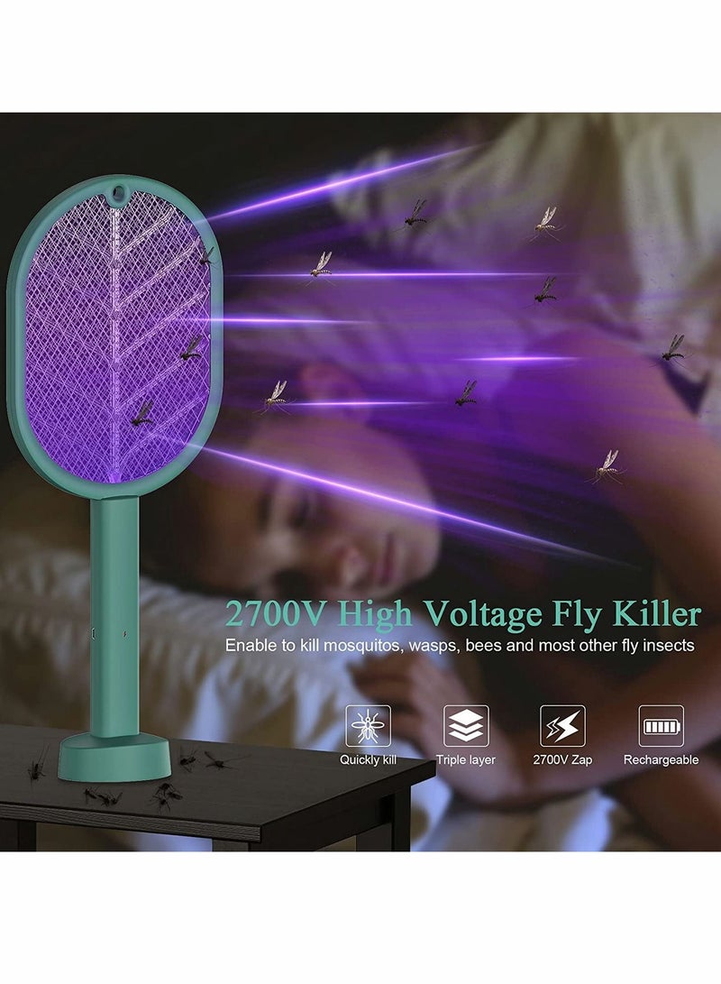 KASTWAVE Electric Fly Swatter, Handheld/Standing/Wall Mounted Mosquito Killer with Base, Smart Home Use USB Rechargeable LED Light 3 Layer Safety Mesh, Fruit Fly, Insect Trap Racket for Indoor, Camping Outdoor  - Image 5