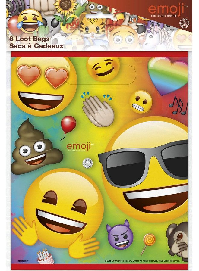Unique Rainbow Fun Emoji Birthday Party Loot Bags ; 9" X 7.5" ; 8 Pcs - Image 3