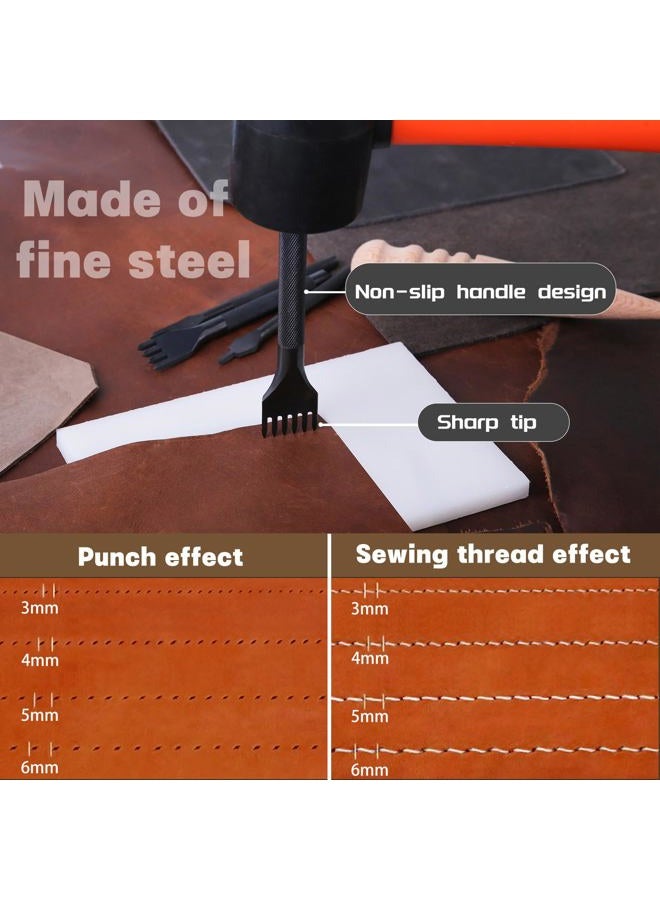 QMNNMA 4 Pcs Leather Prong Punch Tool Set Leather Craft Tool Hole Punches 1/2/4/6 Leather Prong Punch Leather Lacing Stitching Punch Tool for Leather Craft - Image 4
