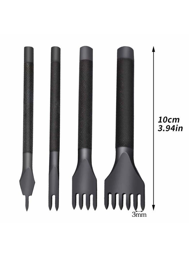 QMNNMA 4 Pcs Leather Prong Punch Tool Set Leather Craft Tool Hole Punches 1/2/4/6 Leather Prong Punch Leather Lacing Stitching Punch Tool for Leather Craft - Image 2