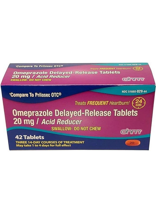 Ohm Omeprazole Delayed-Release Tablets, 20mg Acid Reducer, Treats Frequent Heartburn 84 Tablets 2 Pack - Image 1