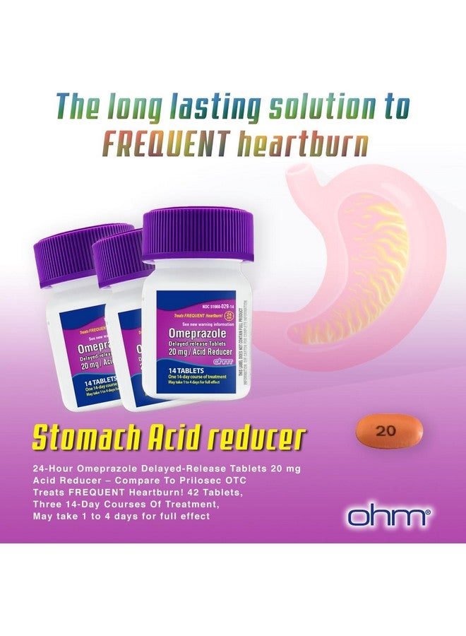 Ohm Omeprazole Delayed-Release Tablets, 20mg Acid Reducer, Treats Frequent Heartburn 84 Tablets 2 Pack - Image 3