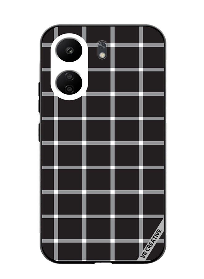 VR CREATIVE Protective Case Cover For Xiaomi Redmi 13C Black White Checkered Design Multicolour - Image 1