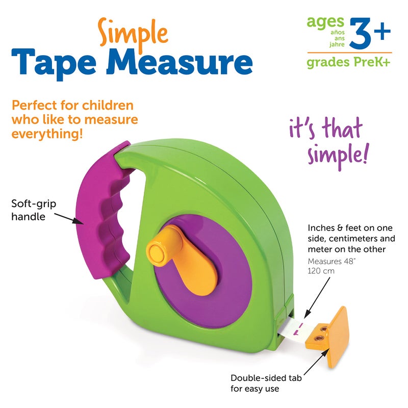 Learning Resources Simple Tape Measure - Kids Construction Toys, Preschool Activities, Pretend Play for Toddlers , Height Measurement Counting Tool, Fine Motor Skills, Homeschool - Image 5