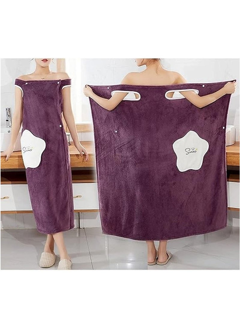 Arabest Off Shoulder Wearable Bath Towel Wrap Women Oversized Water Absorbent Beach Spa Gym Bathrobes Slip Dress Bathroom Towel Bathing Shower Cover Up Tube Dress 135*100CM - Image 4