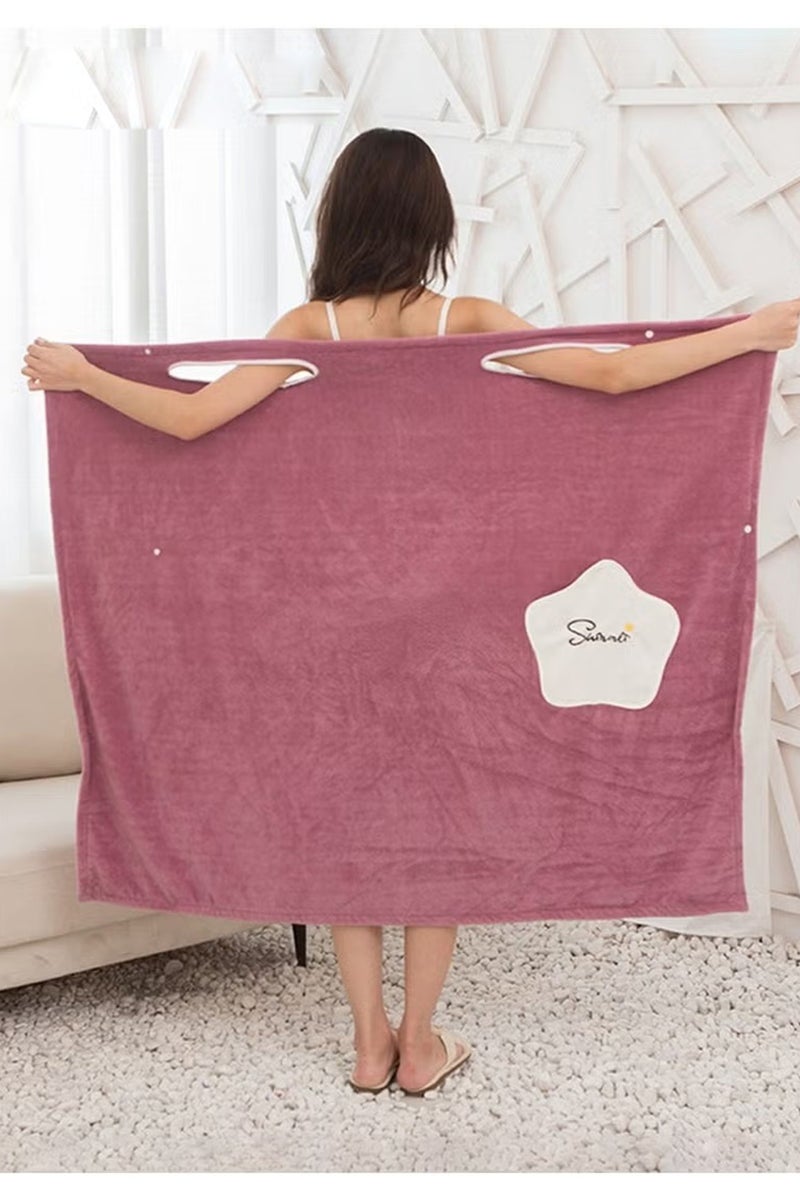 Arabest Off Shoulder Wearable Bath Towel Wrap Women Oversized Water Absorbent Beach Spa Gym Bathrobes Slip Dress Bathroom Towel Bathing Shower Cover Up Tube Dress 135*100CM - Image 1