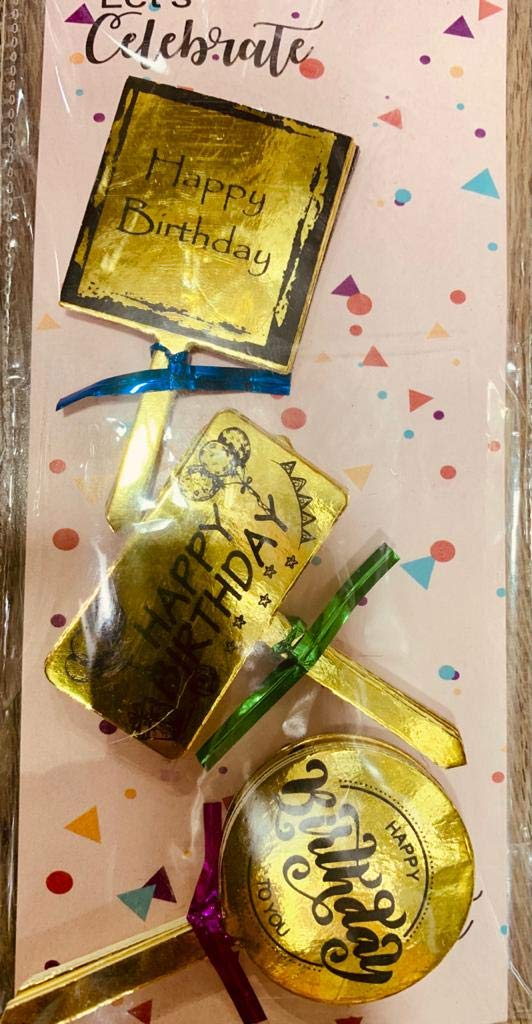 LB L B Golden Cake Topper | Happy Birthday Tag | Happy Birthday Golden 24pc (Golden (Set 1)) - Image 1