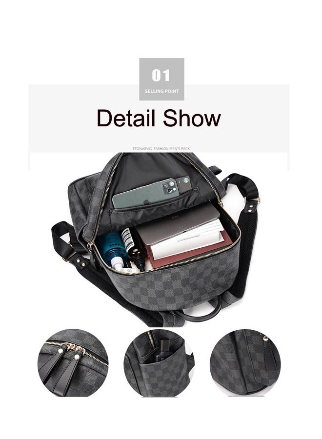 Leather Laptop Backpack for Men Women, School College Bookbag Casual Travel Daypack - Image 3