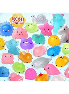 Mochi Animal Squishies Toys 2Nd Generation Glitter Mochi Squishy 20Pcs Random Kawaii Mini Squishies Party Favors For Kids Unicorn Cat Panda Class Prizes Birthday Gifts Stress Relief Toy