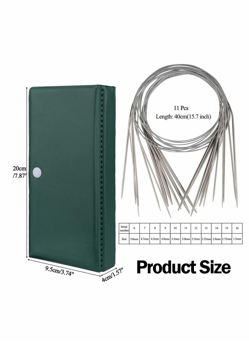 Excefore - Circular Knitting Needles Set, 43cm Stainless Steel Knitting Needles Size 1.5/1.75/2.0/2.25/2.5/3/3.5/4/4.5/4.7/5 mm for Any Weave DIY Lover or Beginner - Image 1