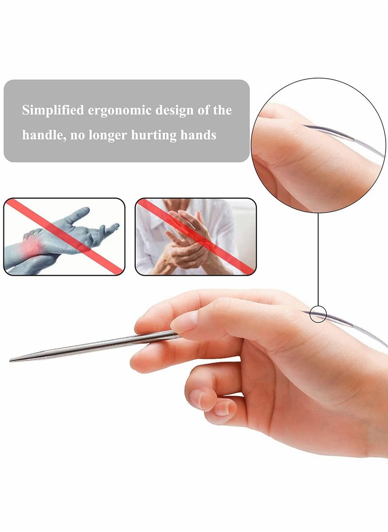 Excefore - Circular Knitting Needles Set, 43cm Stainless Steel Knitting Needles Size 1.5/1.75/2.0/2.25/2.5/3/3.5/4/4.5/4.7/5 mm for Any Weave DIY Lover or Beginner - Image 1