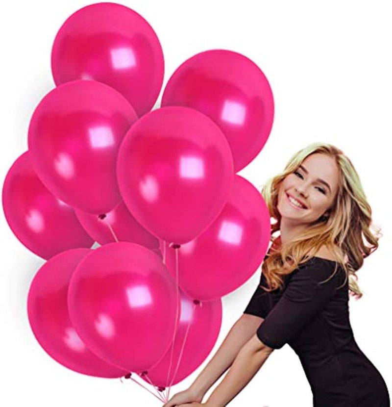 Wanna Party Wp Wanna Party Hot Pink Color Balloon for Engagement Valentines Day Birthday Anniversary Party Celebration Latex Pastel Color Balloon Event Outdoor Decoration Pack of 10 (Dark Pink) - Image 5