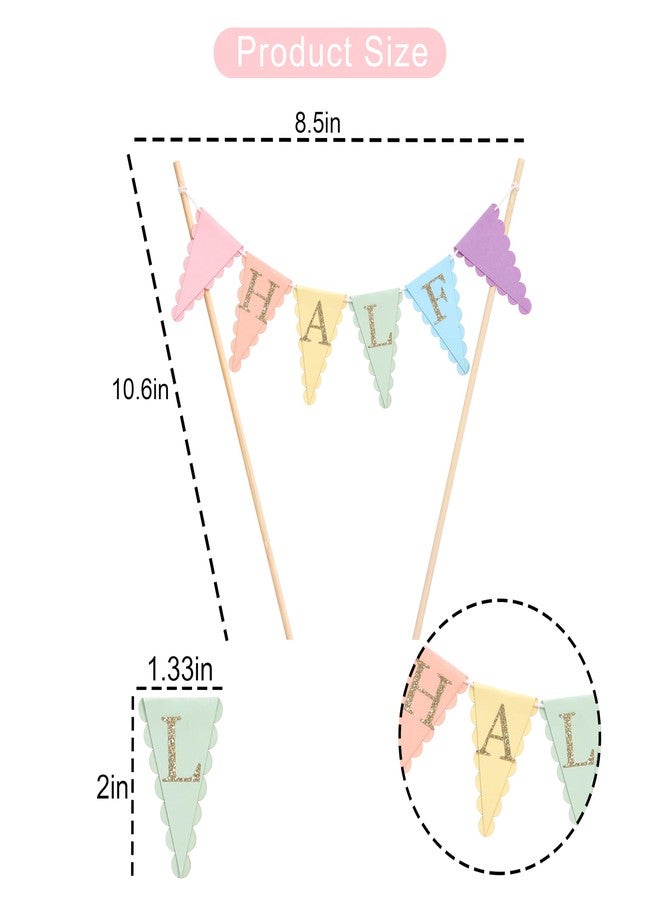 HIKLO Rainbow Half Birthday Cake Topper - Pastel Rainbow 6 Months Cake Bunting, 1/2 Birthday Decorations for Girls, Colorful Cake Decoration Party Supplies, Cake Smash Photo Props - Image 2