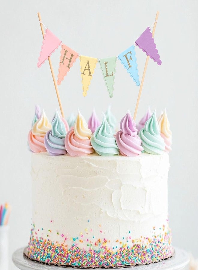 HIKLO Rainbow Half Birthday Cake Topper - Pastel Rainbow 6 Months Cake Bunting, 1/2 Birthday Decorations for Girls, Colorful Cake Decoration Party Supplies, Cake Smash Photo Props - Image 5