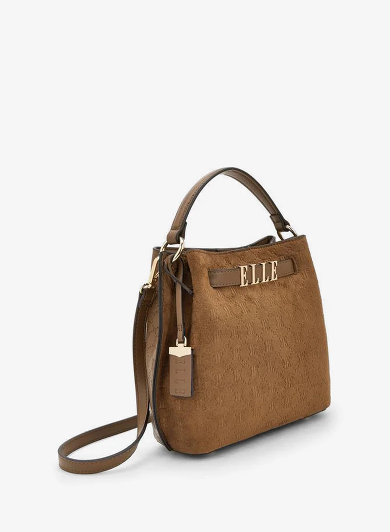 Elle TAN Suede Crossbody Bag With Detachable Strap for Women | Best Price UAE