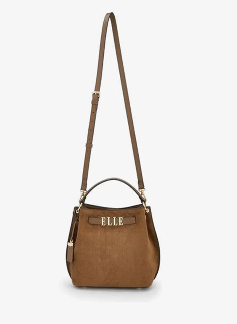 Elle TAN Suede Crossbody Bag With Detachable Strap for Women | Best Price UAE