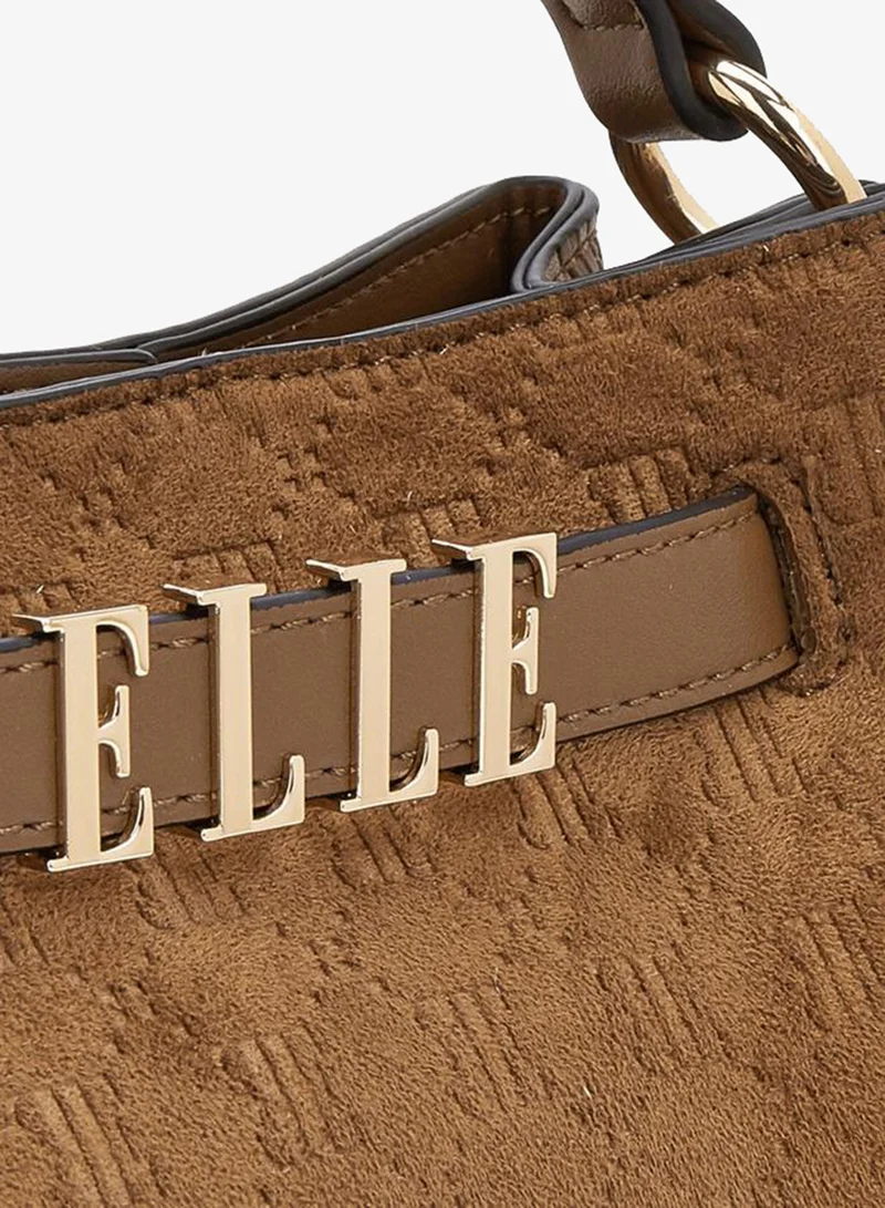 Elle TAN Suede Crossbody Bag With Detachable Strap for Women | Best Price UAE