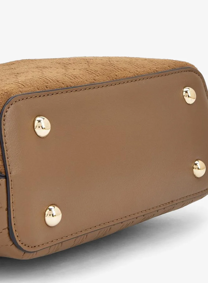 Elle TAN Suede Crossbody Bag With Detachable Strap for Women | Best Price UAE