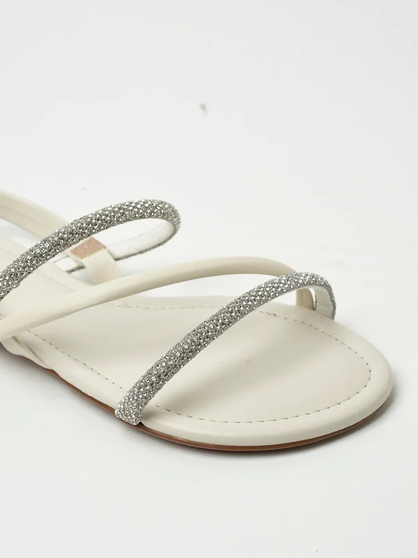 Beira Rio Beira Rio Ladies Flat Sandals Crystal-Silver | Made In Brazil