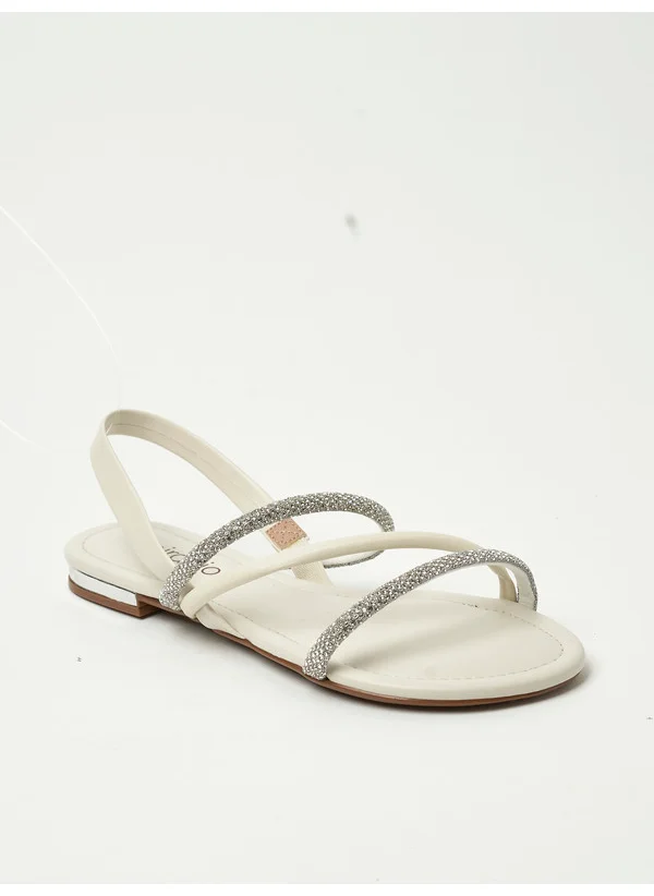 بيرا ريو Beira Rio Ladies Flat Sandals Crystal-Silver | Made In Brazil