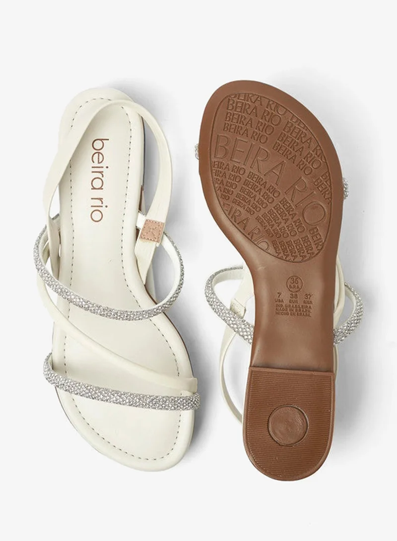 Beira Rio  Beira Rio Ladies Flat Sandals Crystal-Silver | Made In Brazil for Women | Best Price UAE