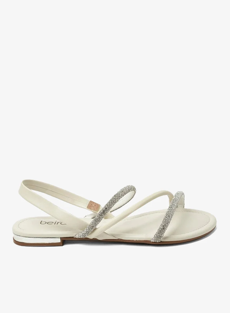Beira Rio Ladies Flat Sandals Crystal-Silver | Made In Brazil