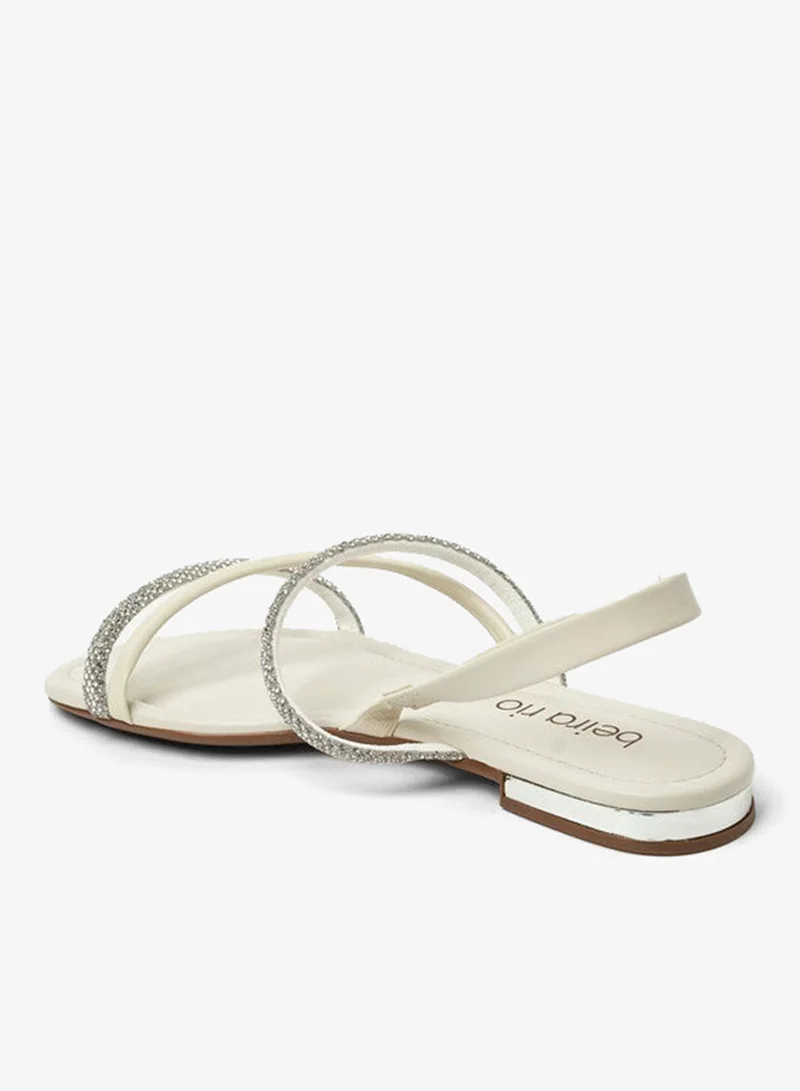 Beira Rio  Beira Rio Ladies Flat Sandals Crystal-Silver | Made In Brazil for Women | Best Price UAE