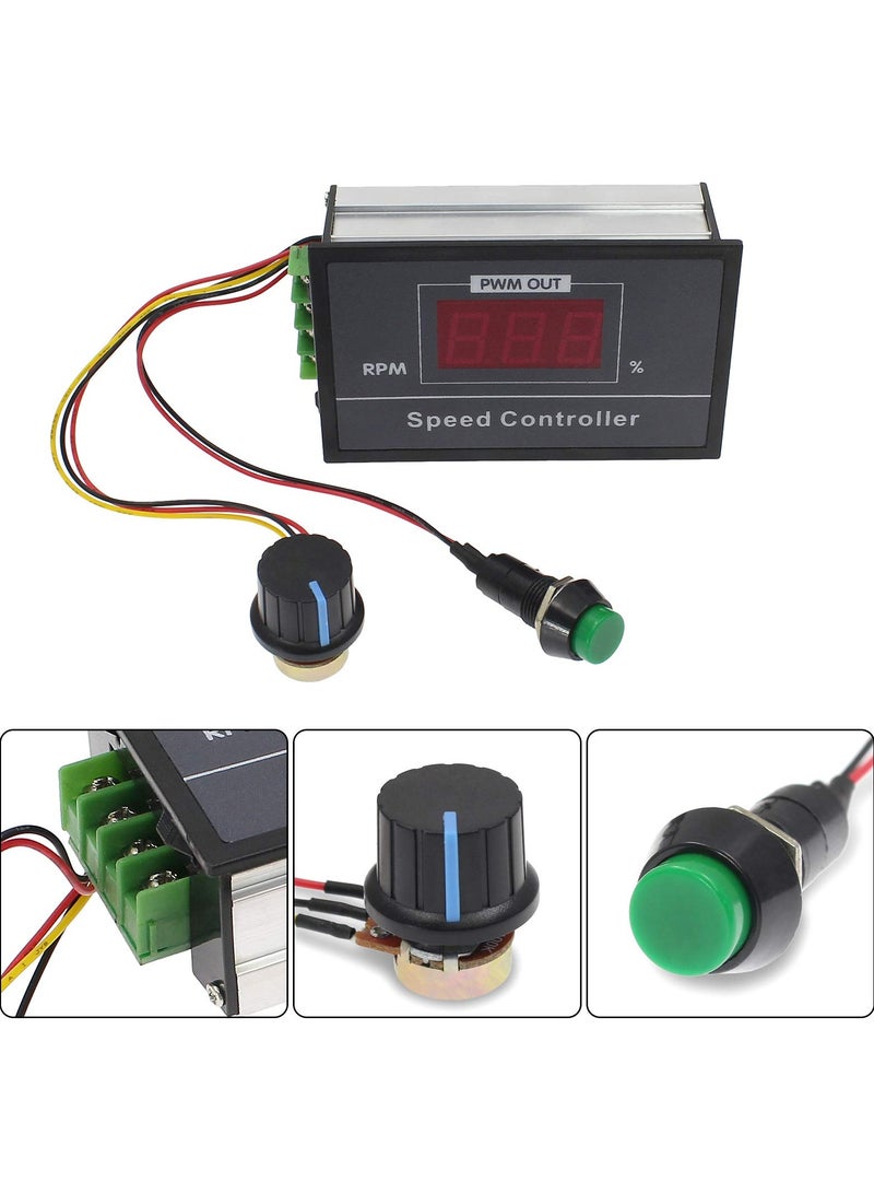 PWM DC Motor Speed Controller DC6-60V 6V/ 9V/ 12V/ 18V/ 24V/ 36V/ 48V/ 30A, PWM DC Motor Stepless Speed Regulation Start Stop Switch with Digital Display - Image 3