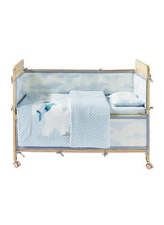 Babycare Babycare - Baby Bedding Set, Kesley Whale Blue, 4 Pcs (Quilt Cover 100×120 cm, Quilt Core 100×120 cm, Pillowcase 50×30 cm, Pillow Core 50×30 cm), Soft Cotton, BPA-Free, Non-Toxic, Hypoallergenic, Gentle on Baby Skin, Breathable Fabric, Easy to Wash, Lightweight, Durable, Cozy Sleep Comfort, Safe for Babies, Ideal for Cribs, Stylish Nursery Bedding  - Image 1