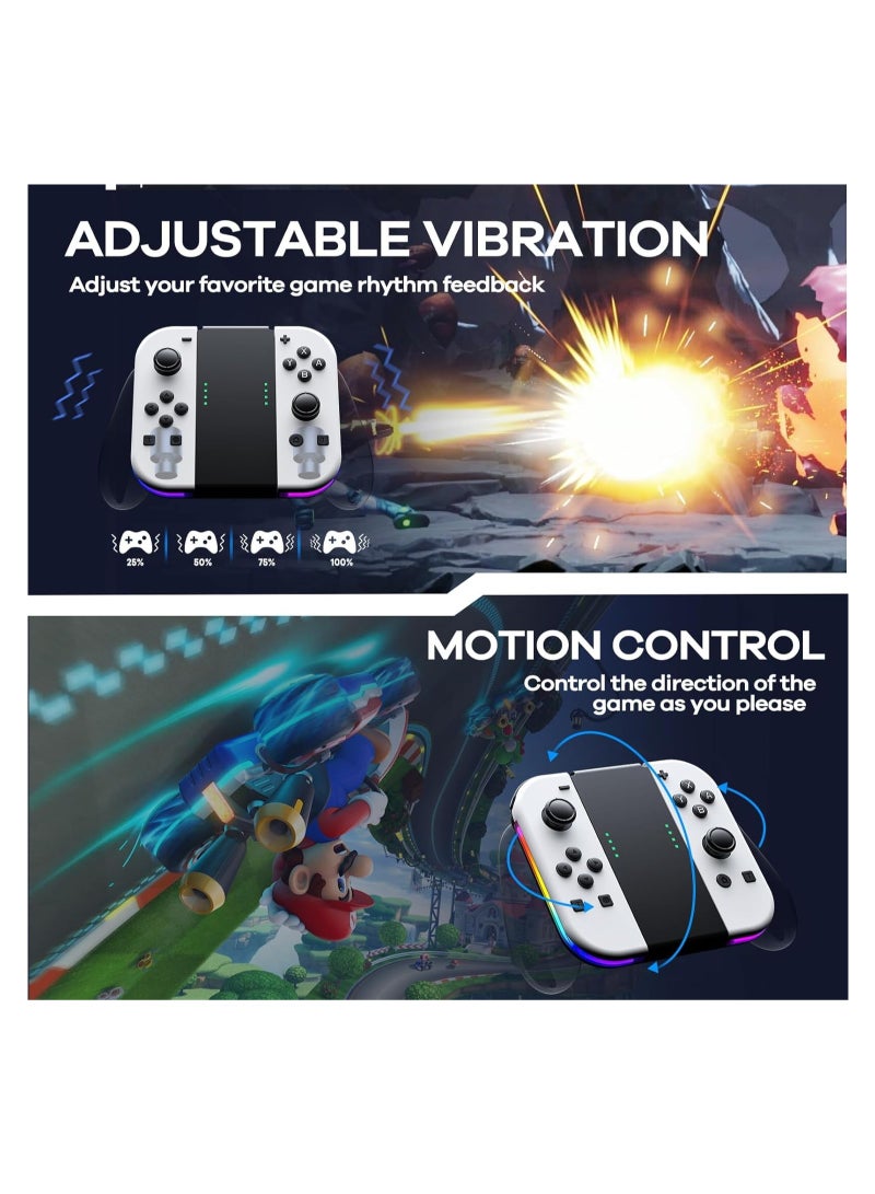 Controllers for Nintendo Switch, Replacement for Switch Controller with RGB LED, Adjustable Turbo & Vibration, Motion Control,Wake-Up/Screenshot