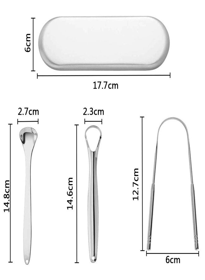 Tongue Scraper for Adult, 3 Pack Stainless Steel Tongue Scraper for Oral Care, Reduce Bad Breath, with Handy Metal Travel Carry Case. - Image 2