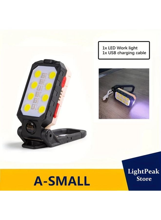 W598A LED Hand Flashlight USB Rechargeable Work Light With Hook Magnet And COB Lantern - Image 1