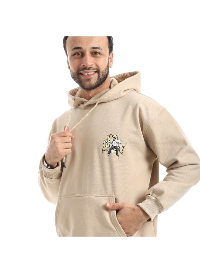 Caesar Men's oversized hoodie with a hood and prints on the chest and back - Image 5