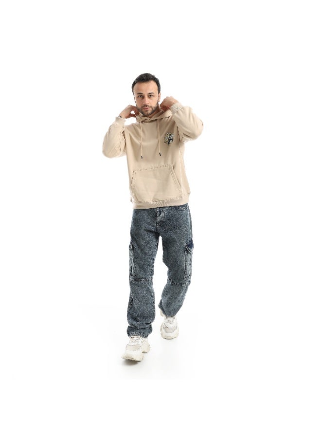 Caesar Men's oversized hoodie with a hood and prints on the chest and back - Image 3